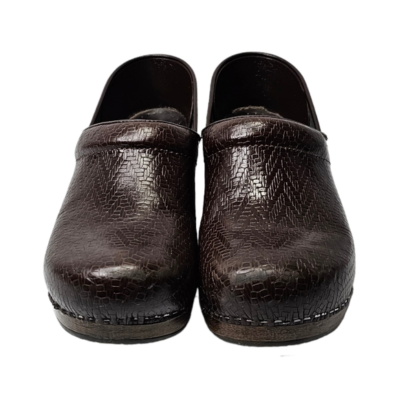 Dansko Shoes - Dansko Brown Leather Professional Clogs with Woven Pattern EU 40 US 9.5-10